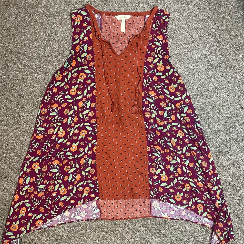 Matilda Jane Boho Floral Shark bite Hem Tank Top- Size Small - Picture 3 of 7